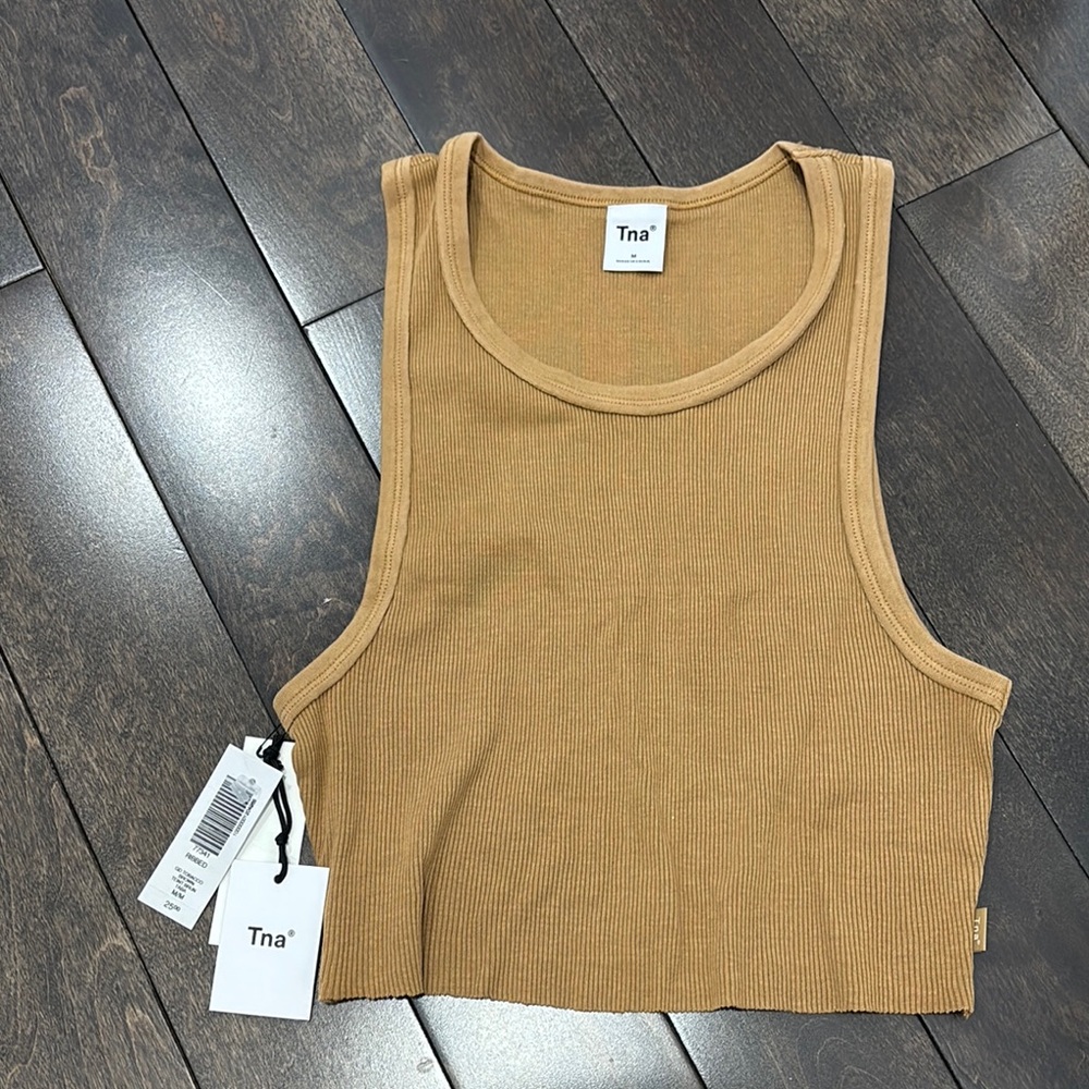 TNA Tan Sleeveless Crop Tank Top
